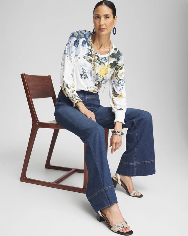 Floral Smocked Sleeve Tee - image 2